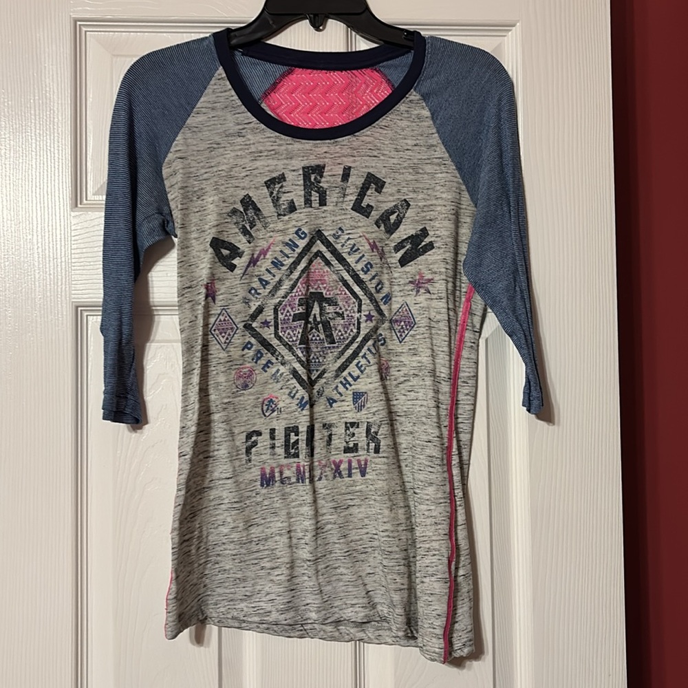 Gray and Pink Activewear Top